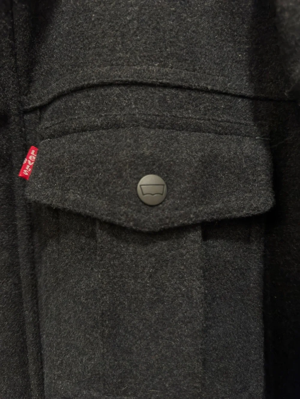 Levi’s Mens Wool Blend Quilted Lined Hooded Military Field Jacket Charcoal Large